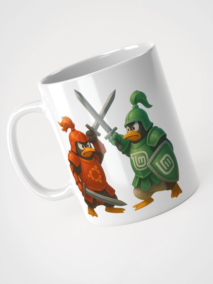 White MUG - Ubuntu & Linux Mint Fight product image (3)