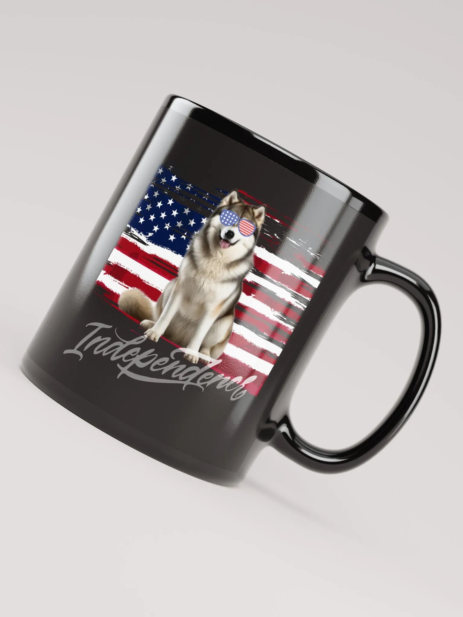 Alaskan Malamute American Flag Independence Black Glossy Mug product image (7)