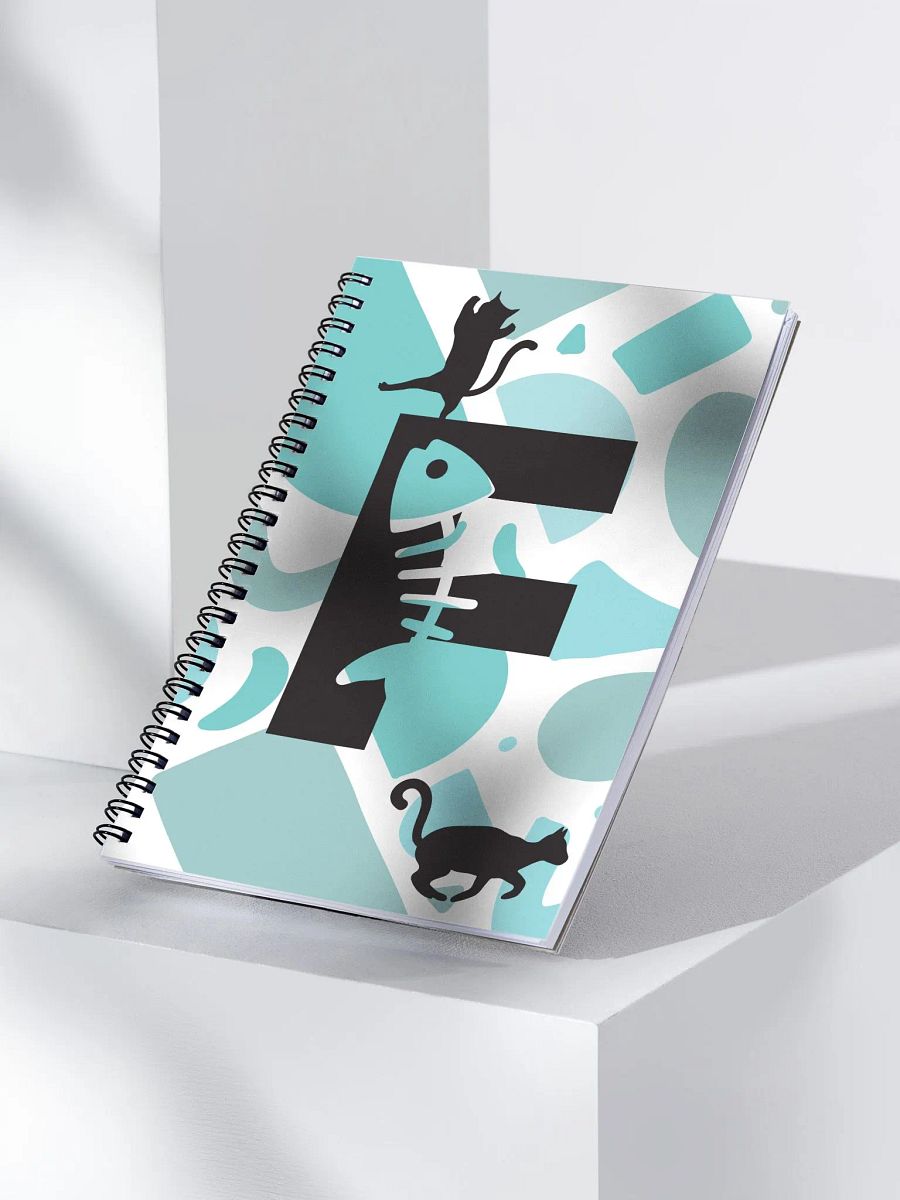 Monogram Letter F Cat Lover Geometric Blues Notebook product image (3)