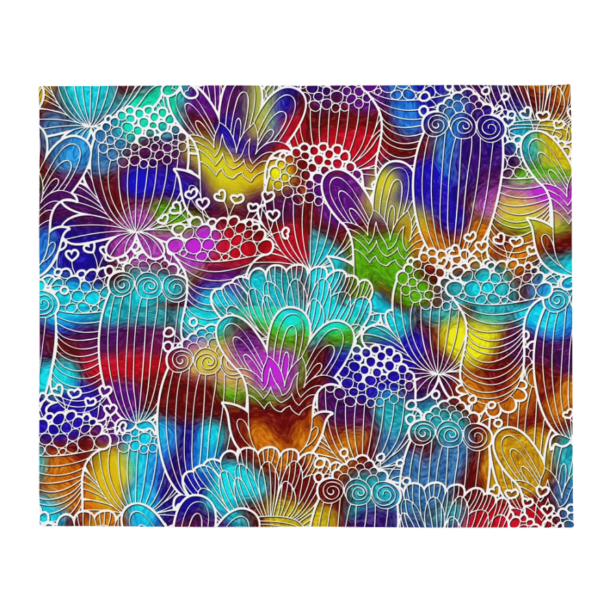 Colorful Retro Flowers Throw Blanket product image (2)