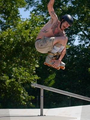 Triple swtich up at the skatepark! #rollerblading #aggressiveinline #inlineskating #rollerblades #hollandmichigan