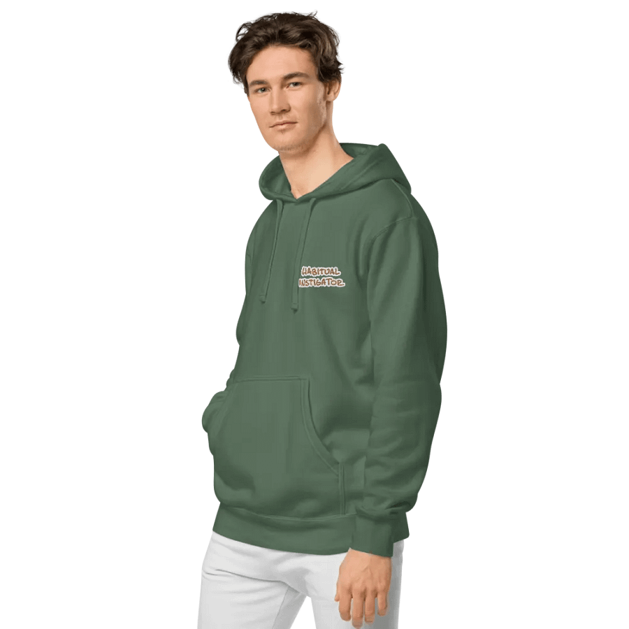 Habitual Instigator (L.C. brown bubble design) embroidered pigment hoodie product image (4)