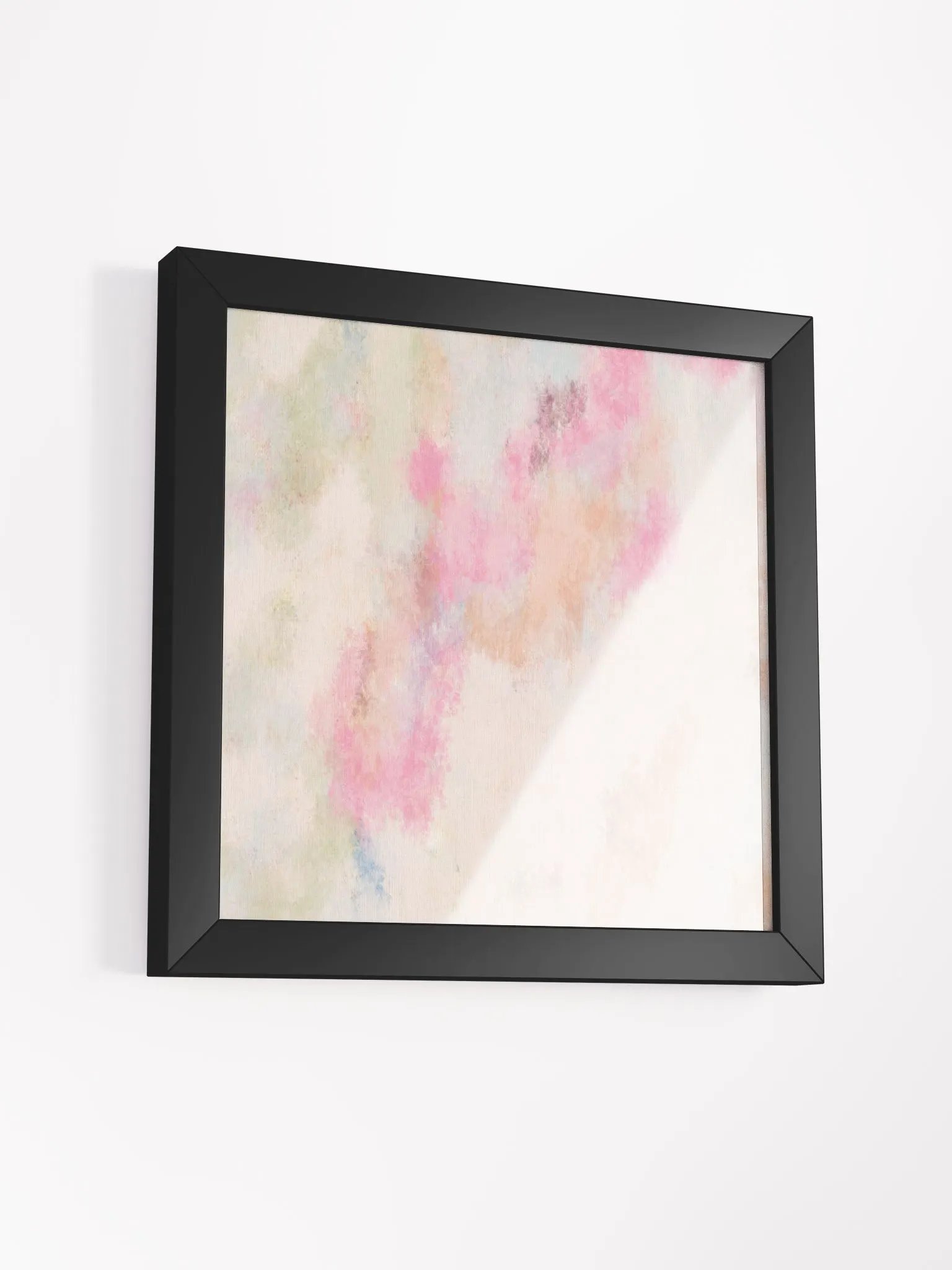 Abstract beige, pink coral green print eclectic boho wall decor pastel colors wall art product image (4)