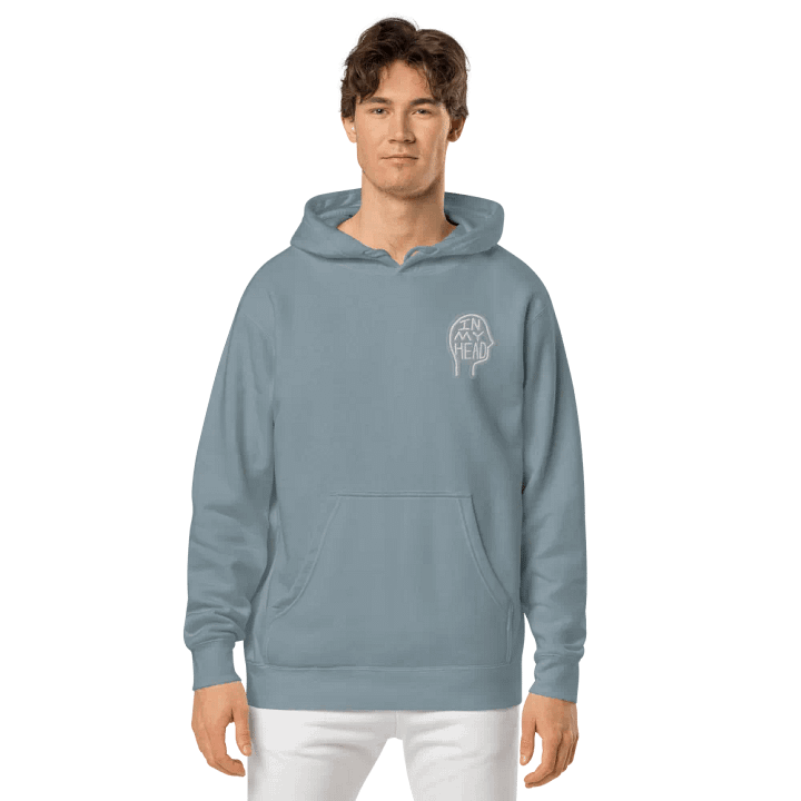 In My Head (L.C. grey bubble design 2) embroidered pigment hoodie product image (2)