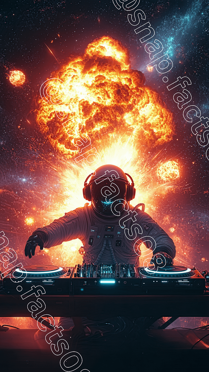 Galactic Bass Drop – Astronaut DJ in a Firestorm product image (1)