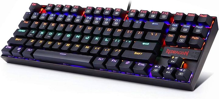 Redragon Kumara K552 Rainbow LED Backlit TKL Ten Key-Less Mechanical Wired Gaming Keyboard Without Numlock Keys (Black) product image (1)