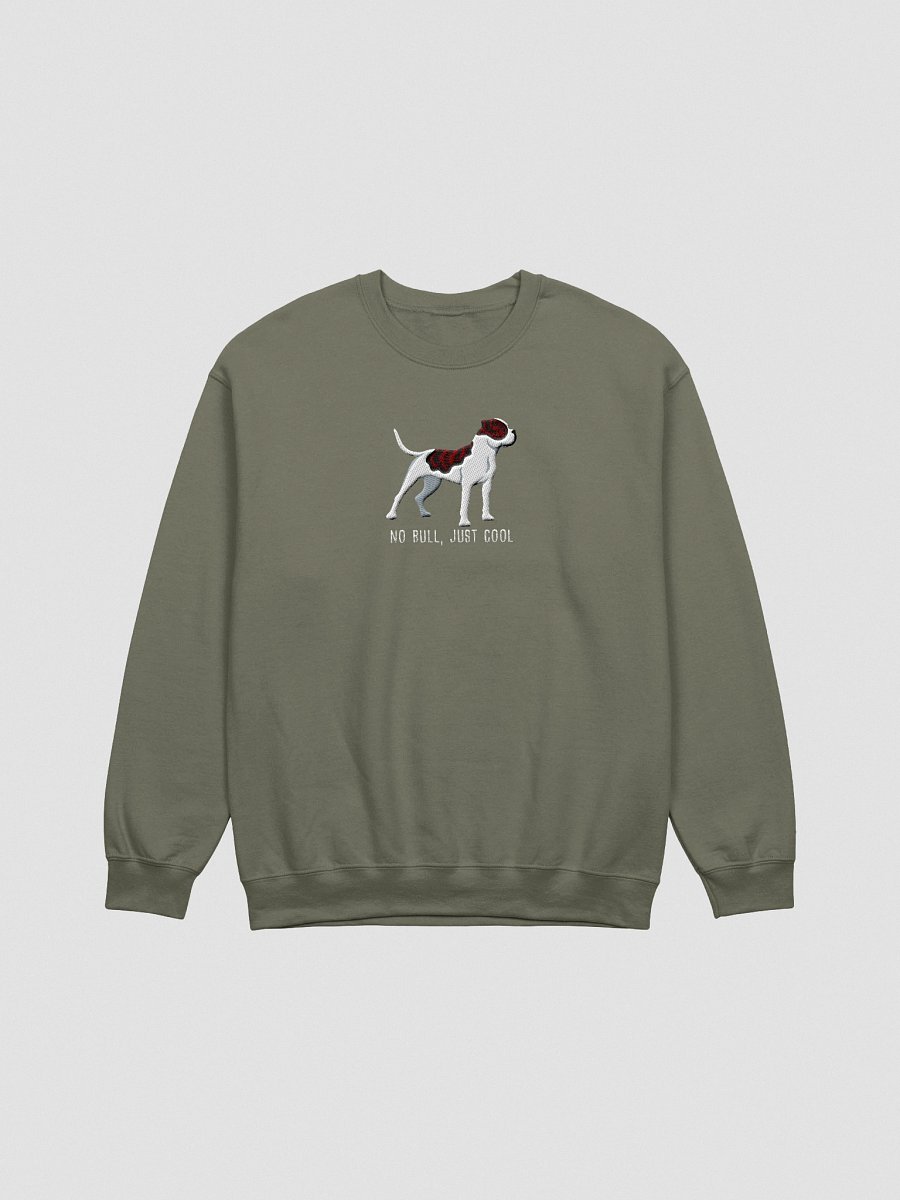 No Bull, Just Cool Sweatshirt (Embroidered) of an American Bulldog(Brindle & White) product image (13)