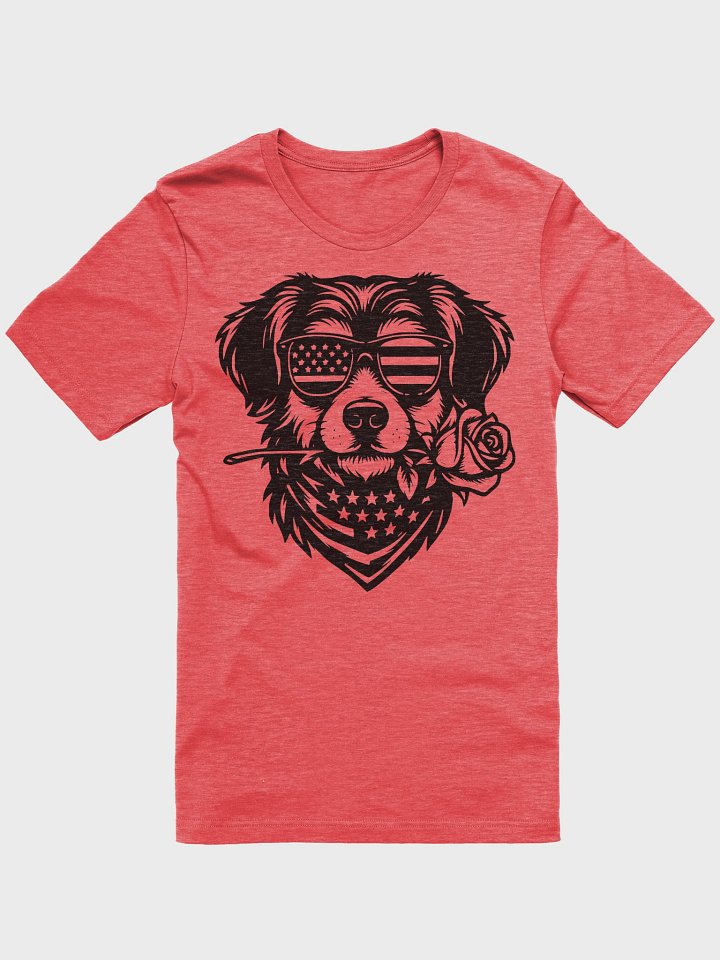 Cool Patriotic Dog Wearing Sunglasses & Rose | Border Collie T-Shirt product image (1)