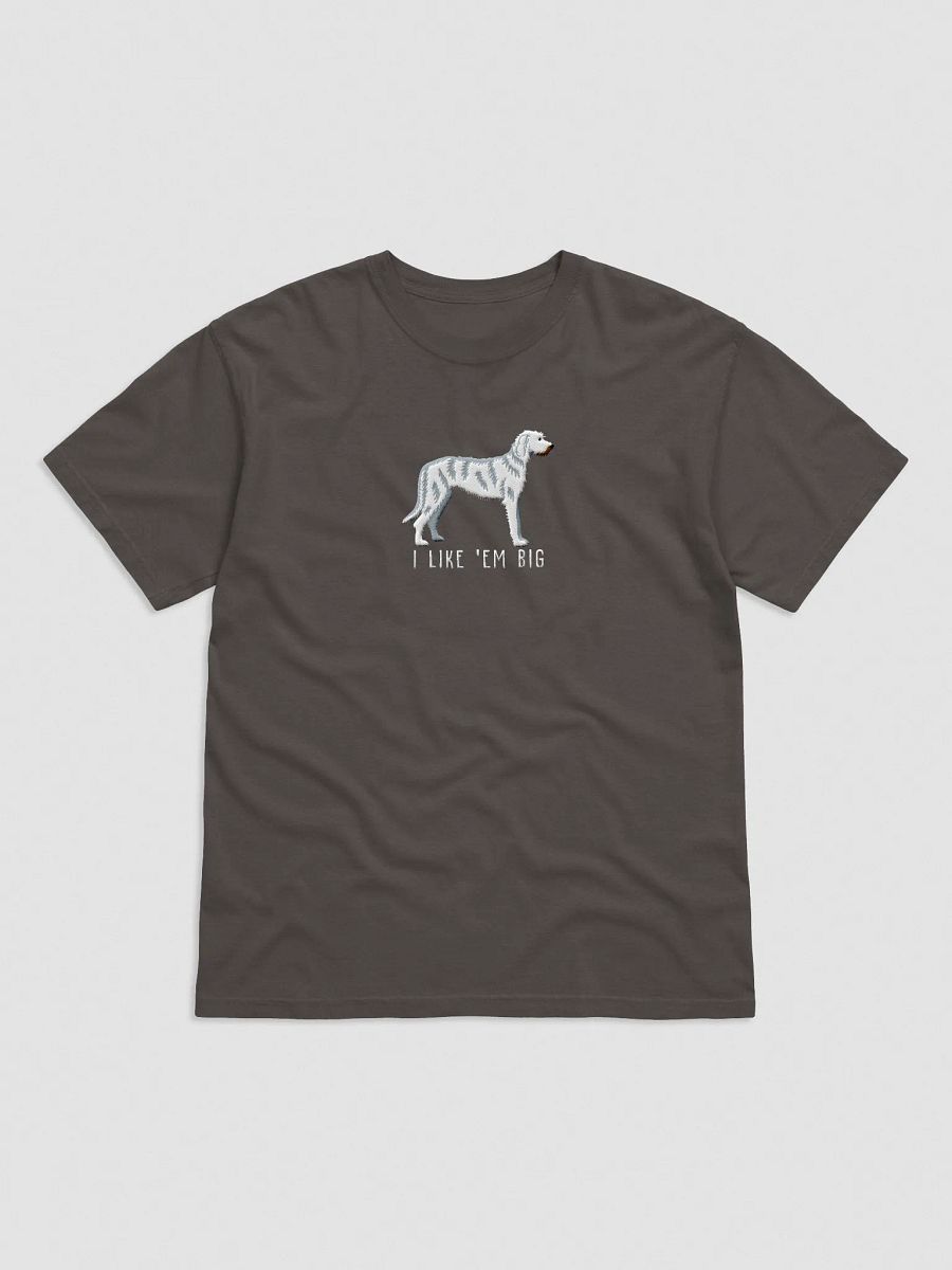 I Like 'Em Big T-Shirt(Embroidered) of an Irish Wolfhound(White) product image (6)