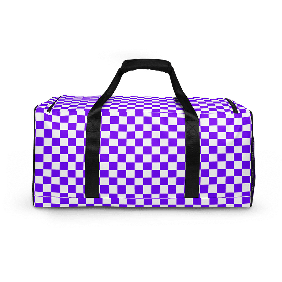 Checkered! Purple and White Checkers Duffel Bag product image (4)