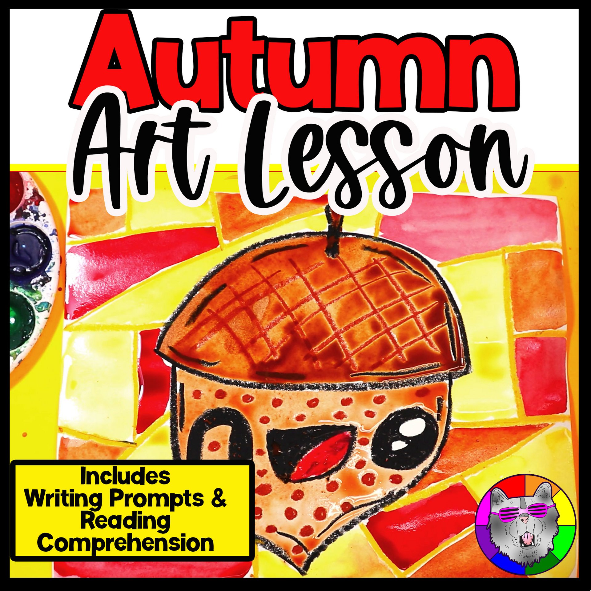 Autumn Acorn Warm Colors Art Project with Literacy & Reflection Activities (Grades K–3) product image (1)