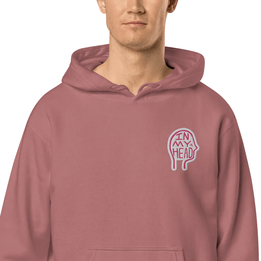 In My Head (L.C. pink bubble design) embroidered pigment hoodie product image (1)