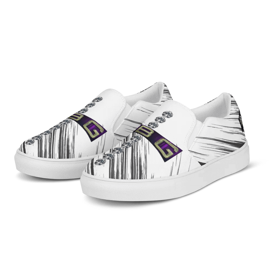 BBG White with Black Swirls Diamond Cross Women's Slip On product image (3)