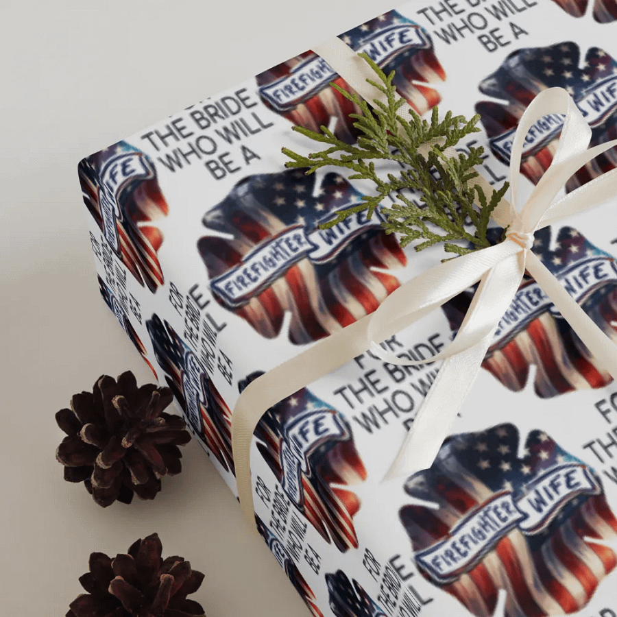 Wrapping Paper For The Bride To Be A Firefighter Wife Gift Wrap Sheet Set product image (8)