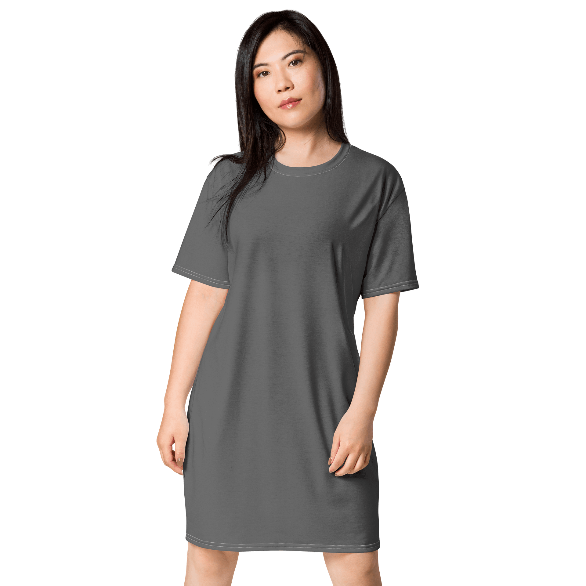 Grey Oversized T-Shirt Dress | Stretchy Fabric | Casual or Formal Style | Sizes 2XS-6XL | Exclusive Design product image (1)