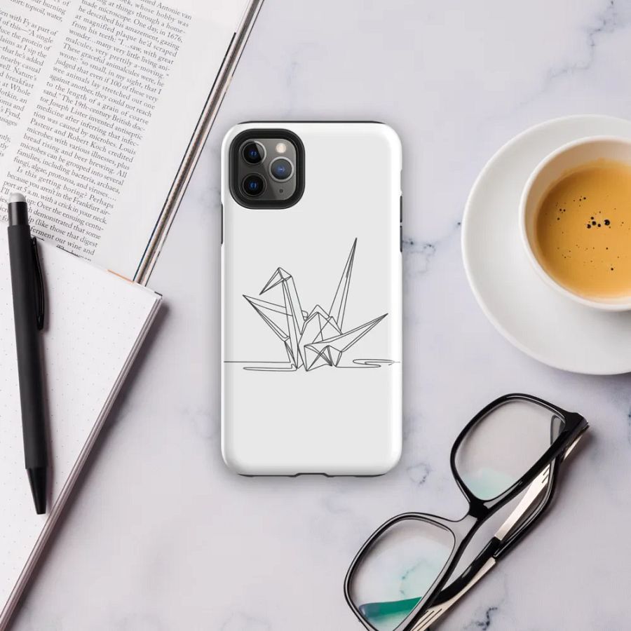 Origami Crane Line Art Design Tough iPhone Case product image (38)