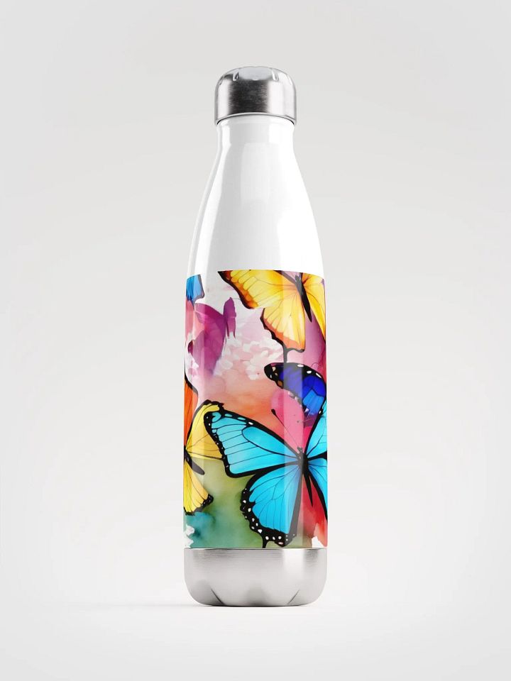 Stainless Steel water bottle with butterflys product image (1)