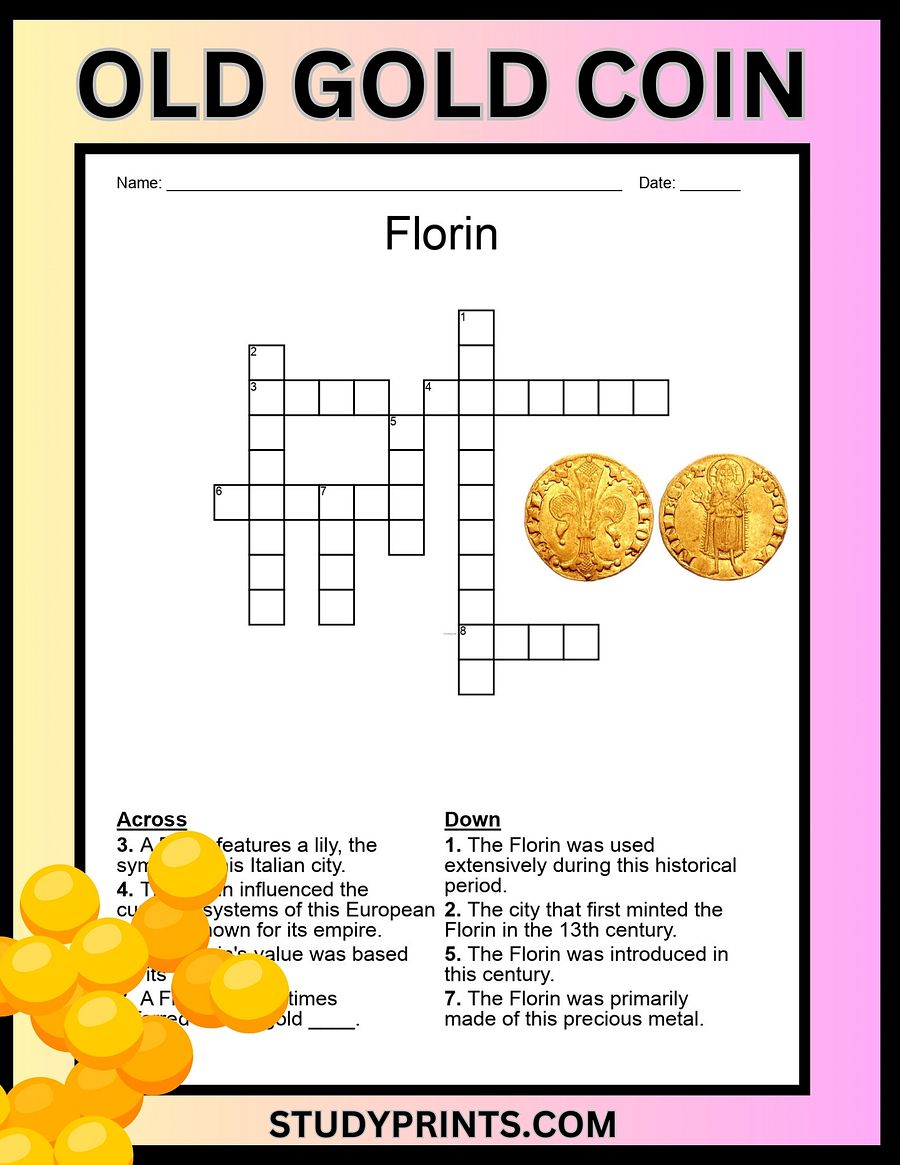 Old Gold Coin Crossword Puzzle - Florin product image (1)