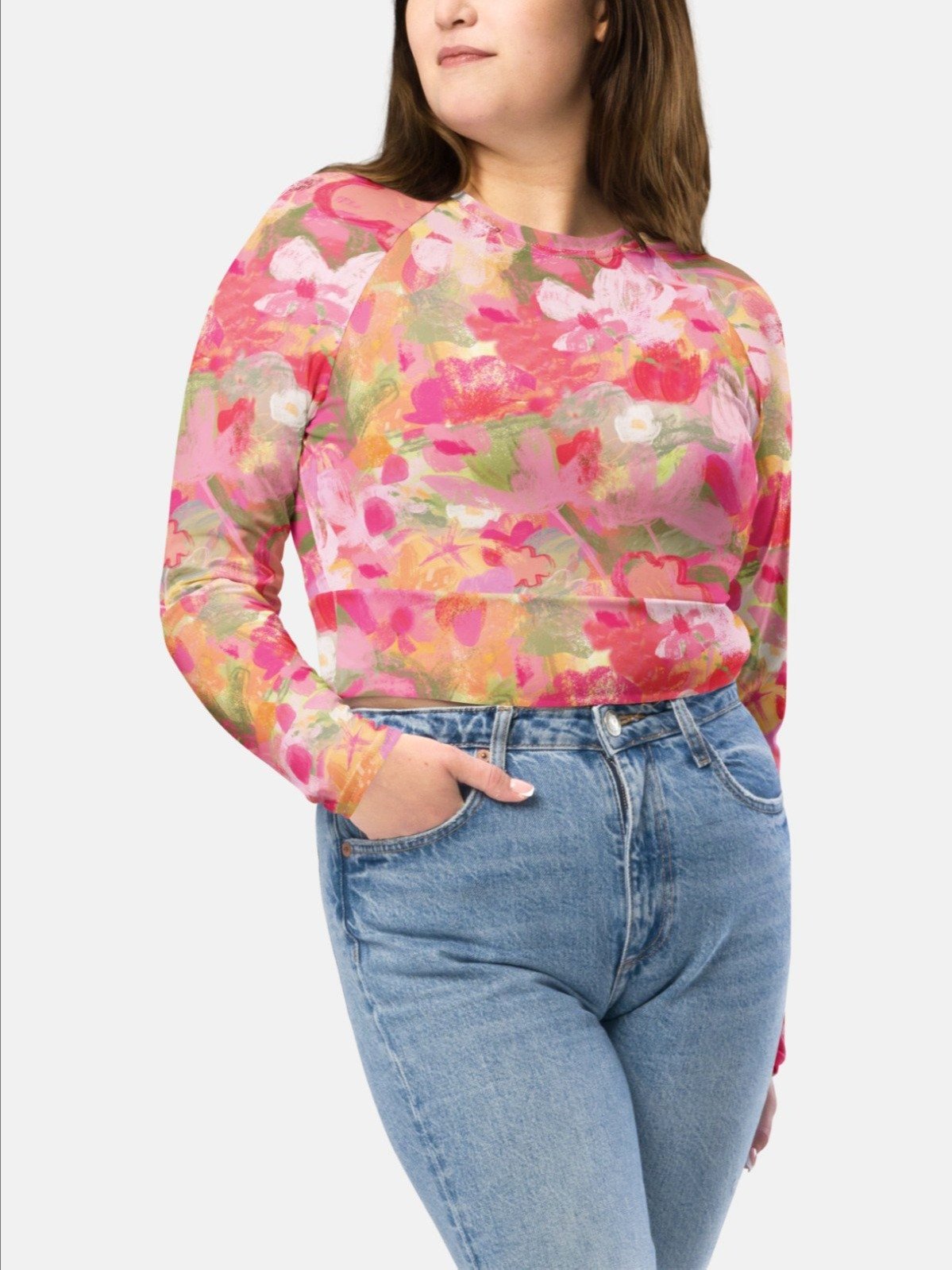 Recycled Crop Top "Sweet Pastel Florals of Spring" product image (4)