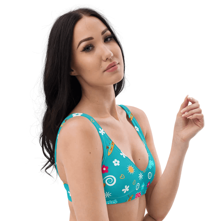 Surfing Dachshund Pattern Padded Bikini Top product image (1)