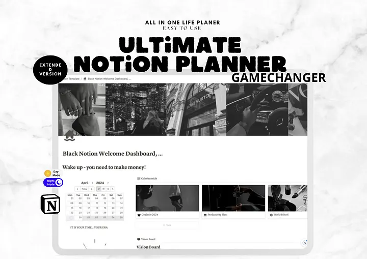 Black Weekly Notion Ultimate Financial Planner, Financial Deadline Daily Planner product image (1)