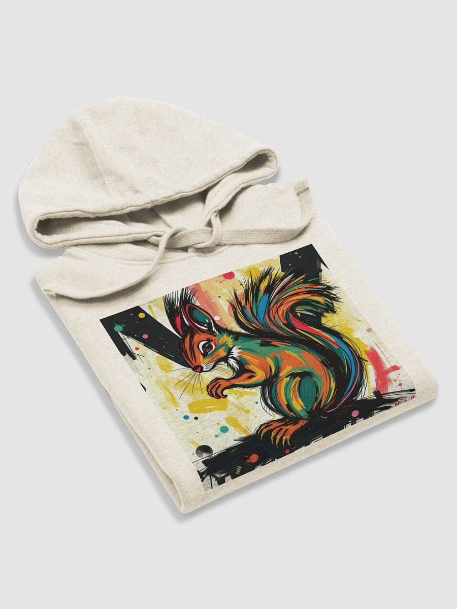 Wacky colors and splattered squirrel, Cozy Cotton Haven Hoodie product image (5)