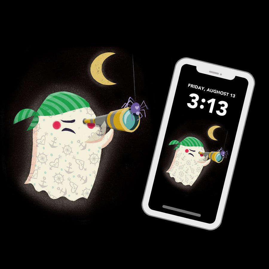 Little Ghost Pirate - Digital Wallpaper for Mobile Phone product image (2)