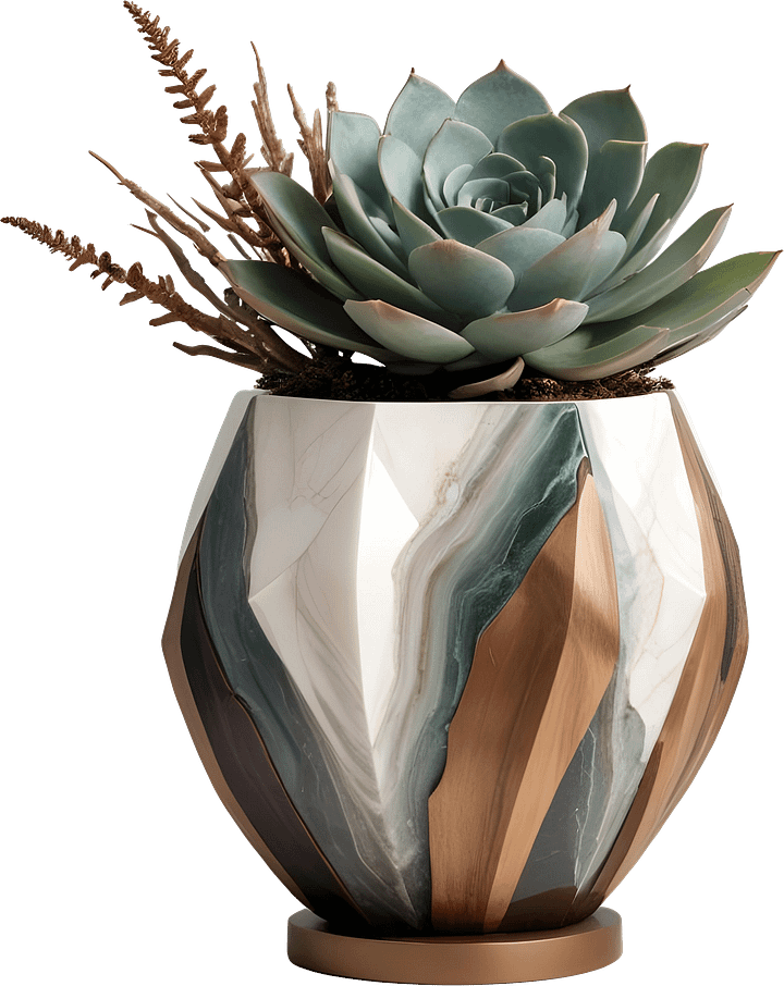 Earthly Symphony – Sculpted Succulent Vase PNG product image (1)