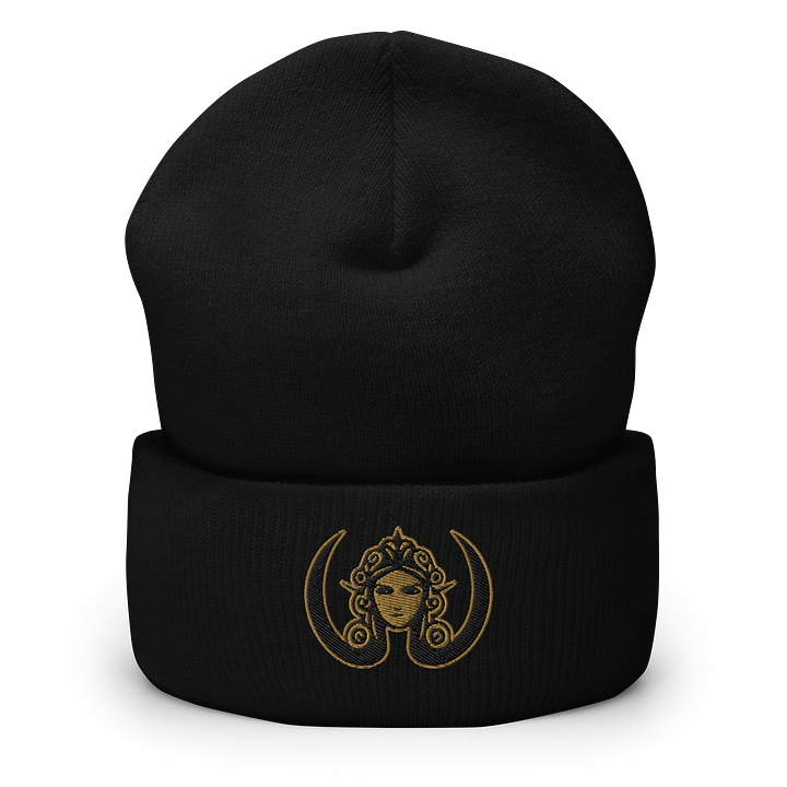 CIRCEMOON Signature Goddess Emblem Beanie - black and gold product image (2)