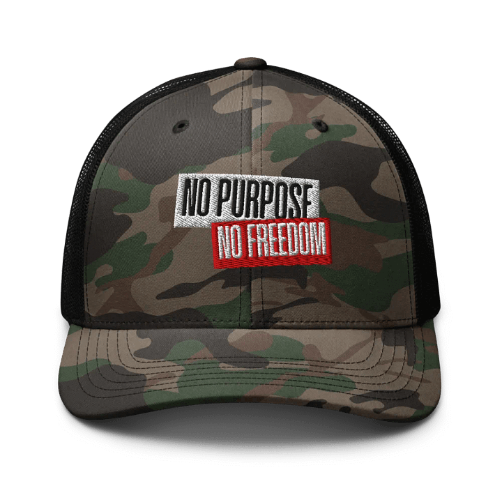 Rebel Camo Statement Trucker Hat | no purpose no freedom product image (2)