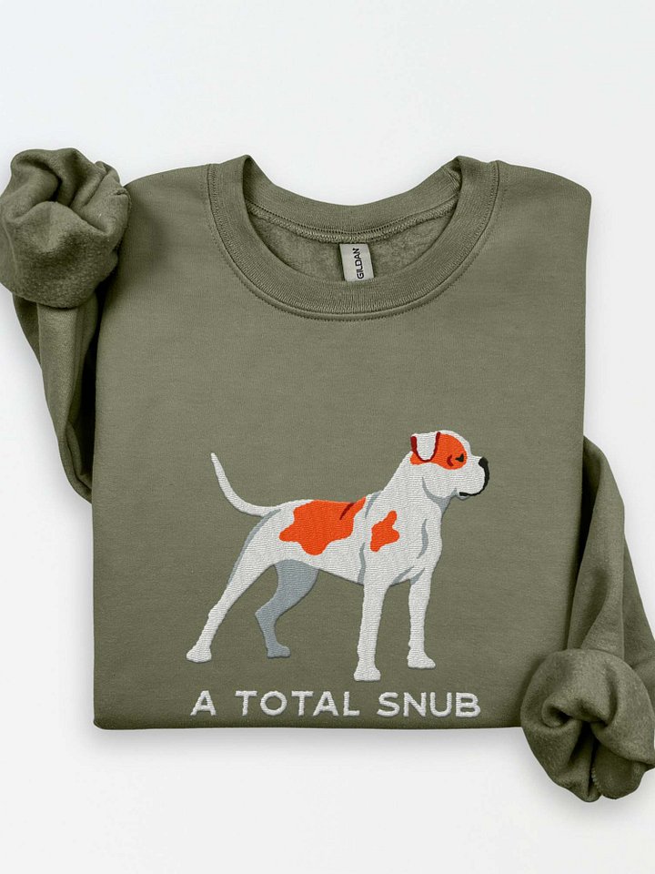 A Total Snub Sweatshirt (Embroidered) of an American Bulldog(Red & White) product image (1)