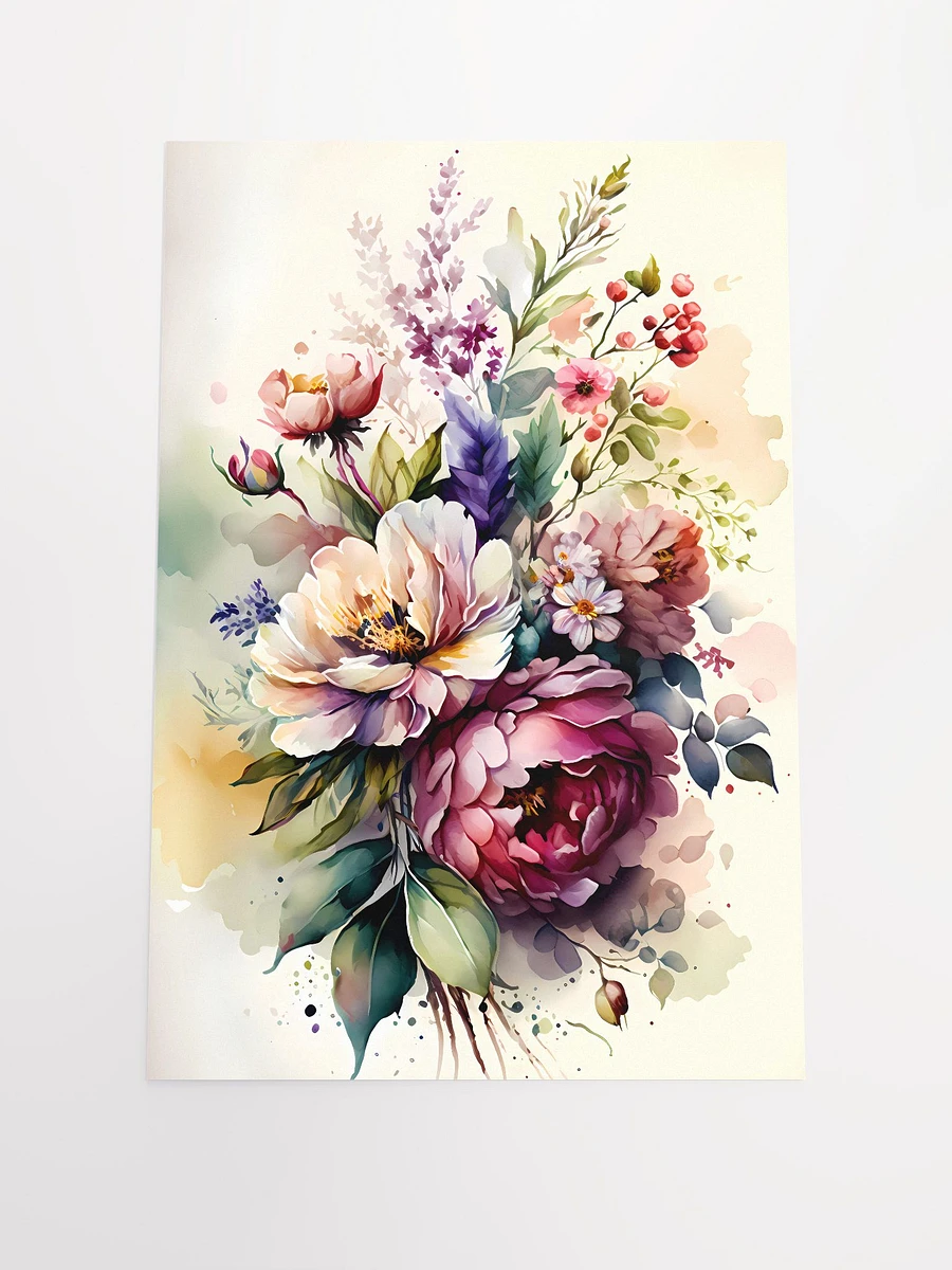 Enchanting Floral Medley Poster: Watercolor Botanical Art for Elegant Interior Design Matte Poster product image (3)