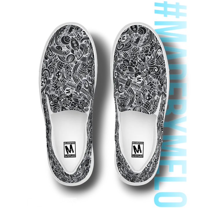 Dark Space Scribble - Women's Slip-ons | #MadeByMELO product image (2)