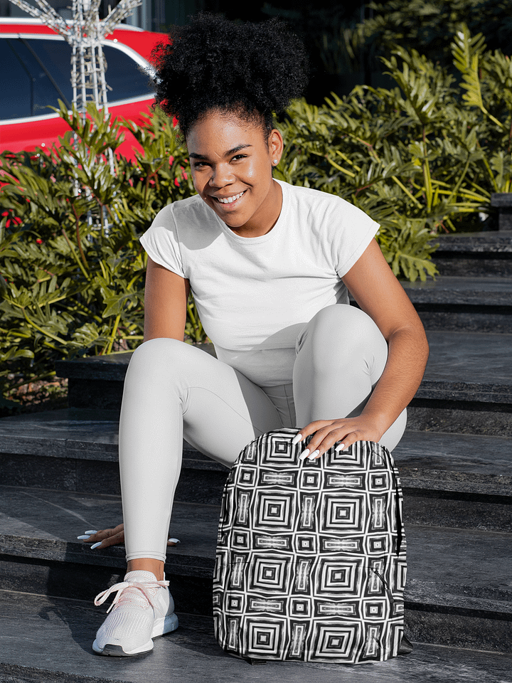 Abstract Monochrome Repeating Pattern Back Pack product image (1)