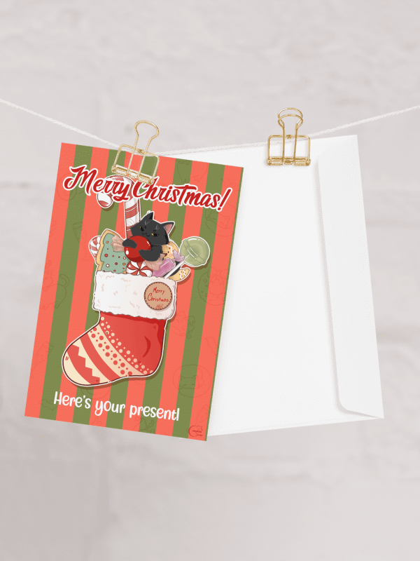 Christmas cat stocking - Printable Valentine Card | Digital Download product image (1)