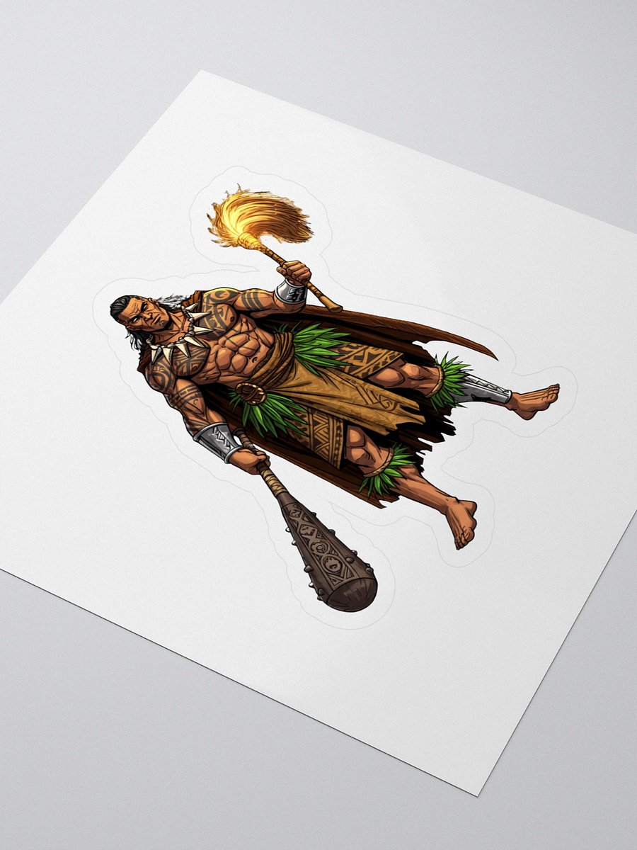 Samoan Matai Warrior Sticker – Polynesian Tribal Chief Tattoo Art Kiss Cut Sticker product image (3)