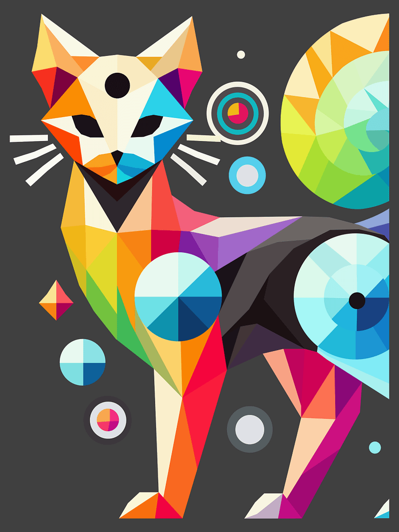 Free Geometric Cat PNG Art - Transparent Background, Low Poly Feline Illustration