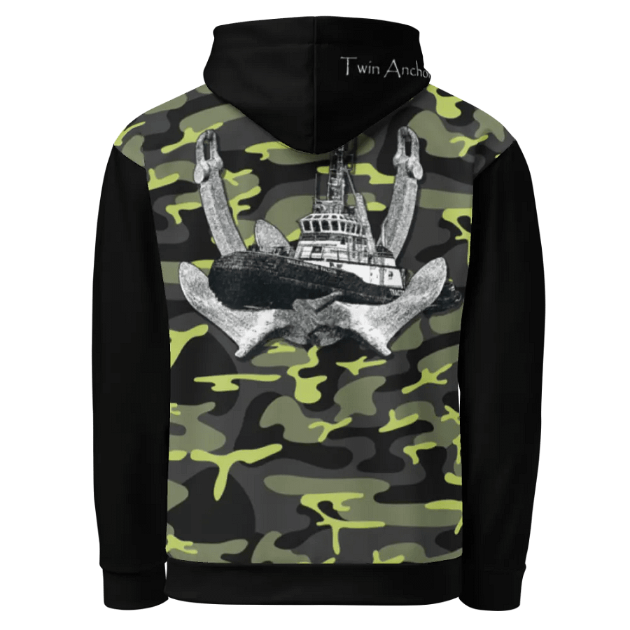 black & Green Twin Anchor Marco tug Hoodie product image (3)