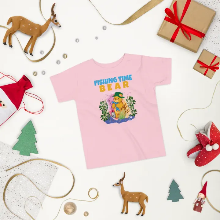 Bear Fishing Time Cute Colorful Funny Bella + Canvas Toddler T-Shirt – Funny Shirt & Gift for Kids product image (2)