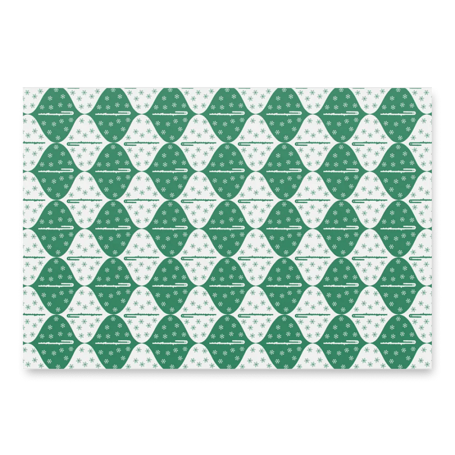 Flutes and Snowflakes - Bass Flute - Green Gift Wrap Paper product image (5)