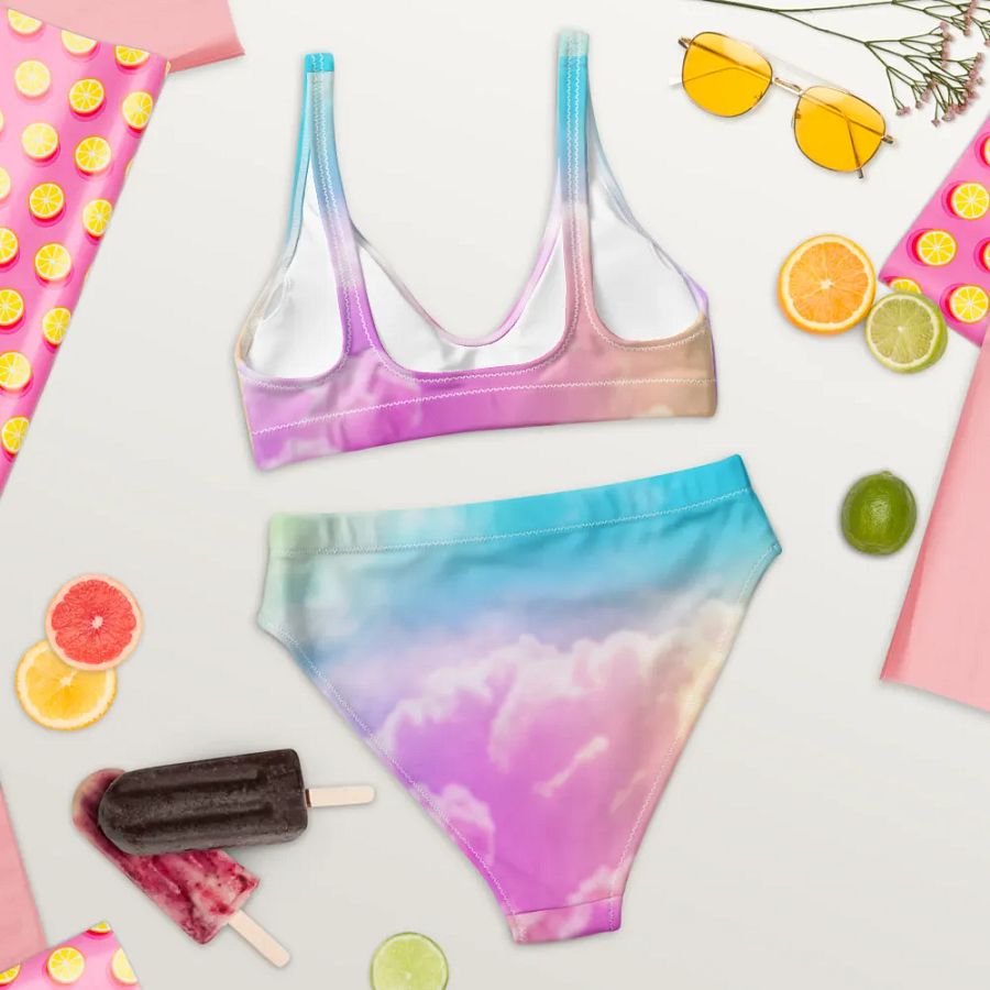 Blur cloud rainbow Design High Waisted Bikini - V7 product image (7)
