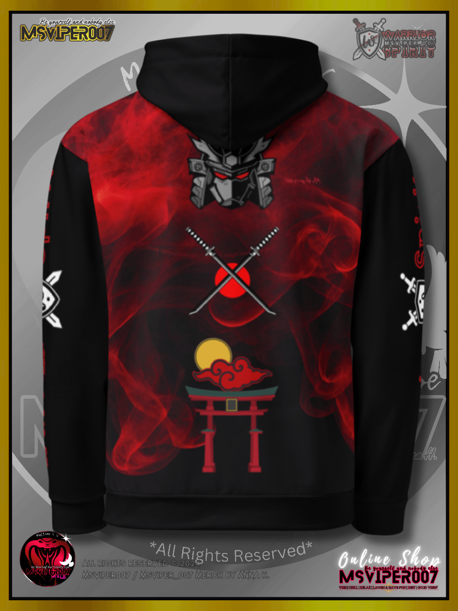 Hoodie - MsViper007's "Warrior Spirit" (crimson /V2/) [AOP] - Cozy Hoodie By Anna H. product image (4)