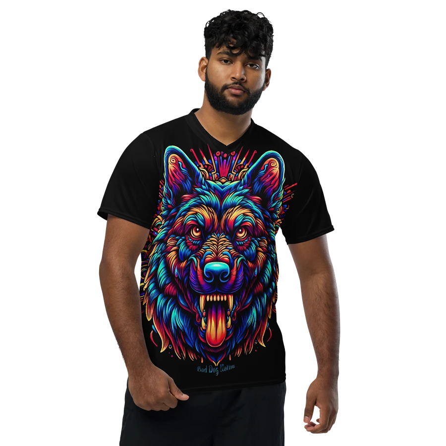Psychedelic German Shepherd - Recycled unisex sports jersey product image (4)
