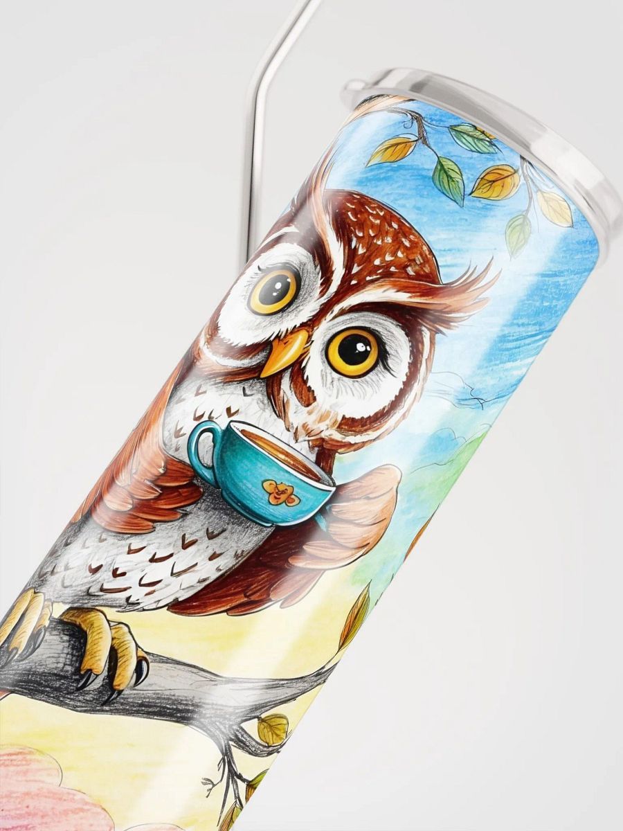 Morning Coffee Owl Stainless Steel Tumbler product image (8)