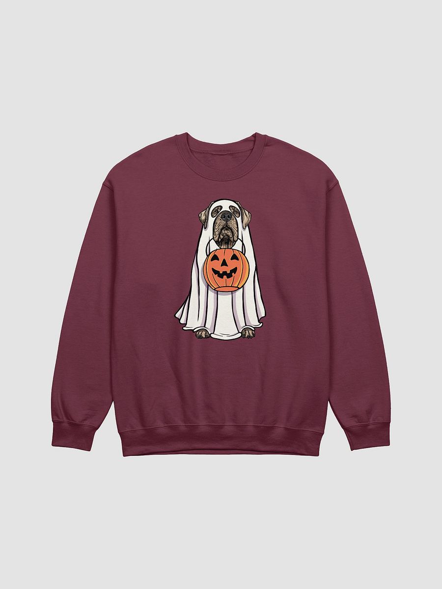 Funny Halloween Neapolitan Mastiff Sweatshirt | Funny Dog Wearing a Ghost Costume and Holding a Pumpkin Basket product image (12)