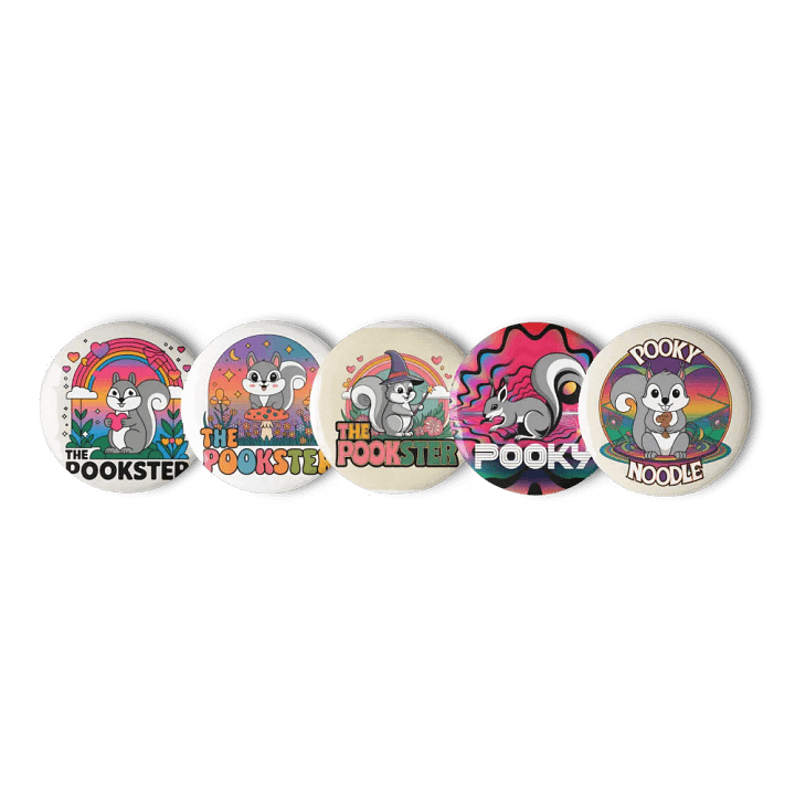 Original Pooky Artwork Buttons: Set of Five -J product image (1)
