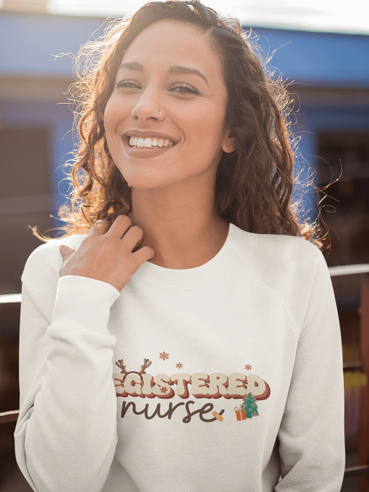 Registered Nurse Christmas Retro Sweatshirt with Antlers product image (1)