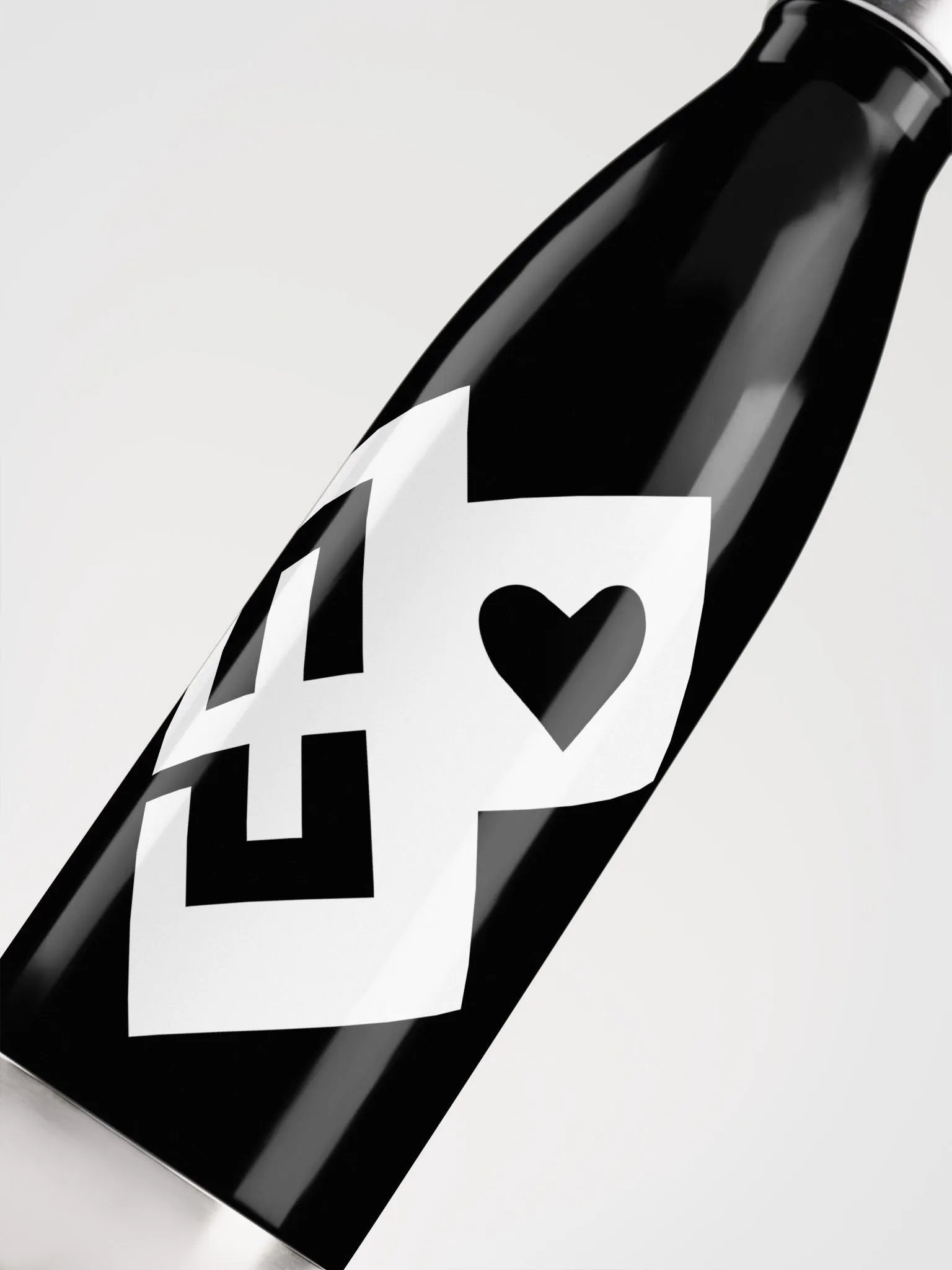 OptimusProcrastinus HeartChip Stainless Steel Water Bottle (White on Black) product image (5)