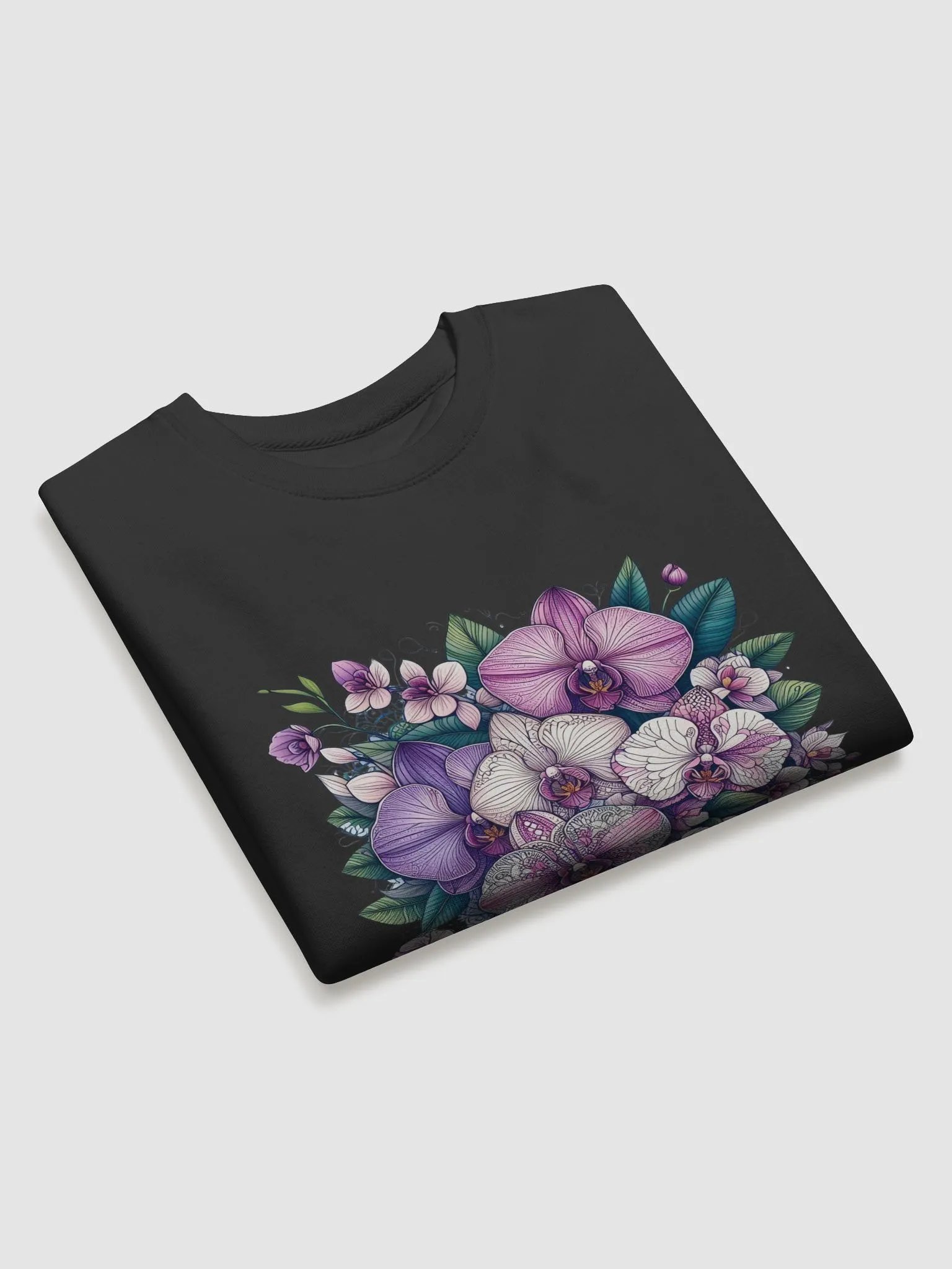 Orchid Oasis Premium Sweatshirt AI Design mandala patterned flowers product image (3)
