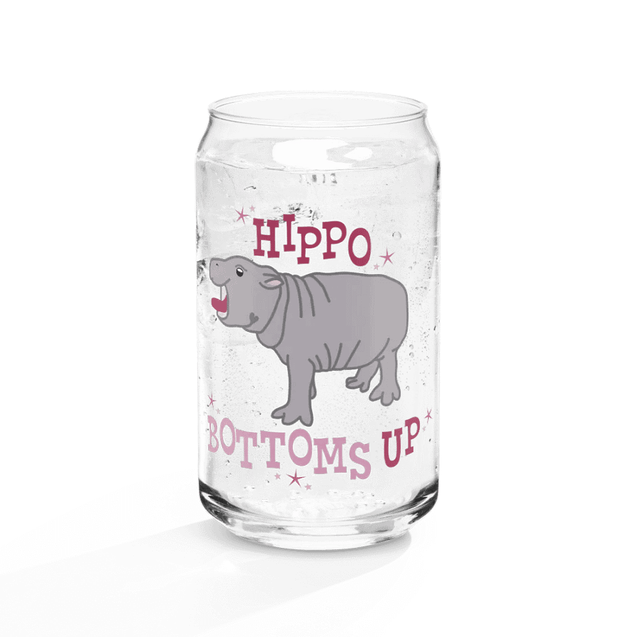 Hippo Bottoms Up Glass Can | Moo Deng Inspired Merch product image (4)